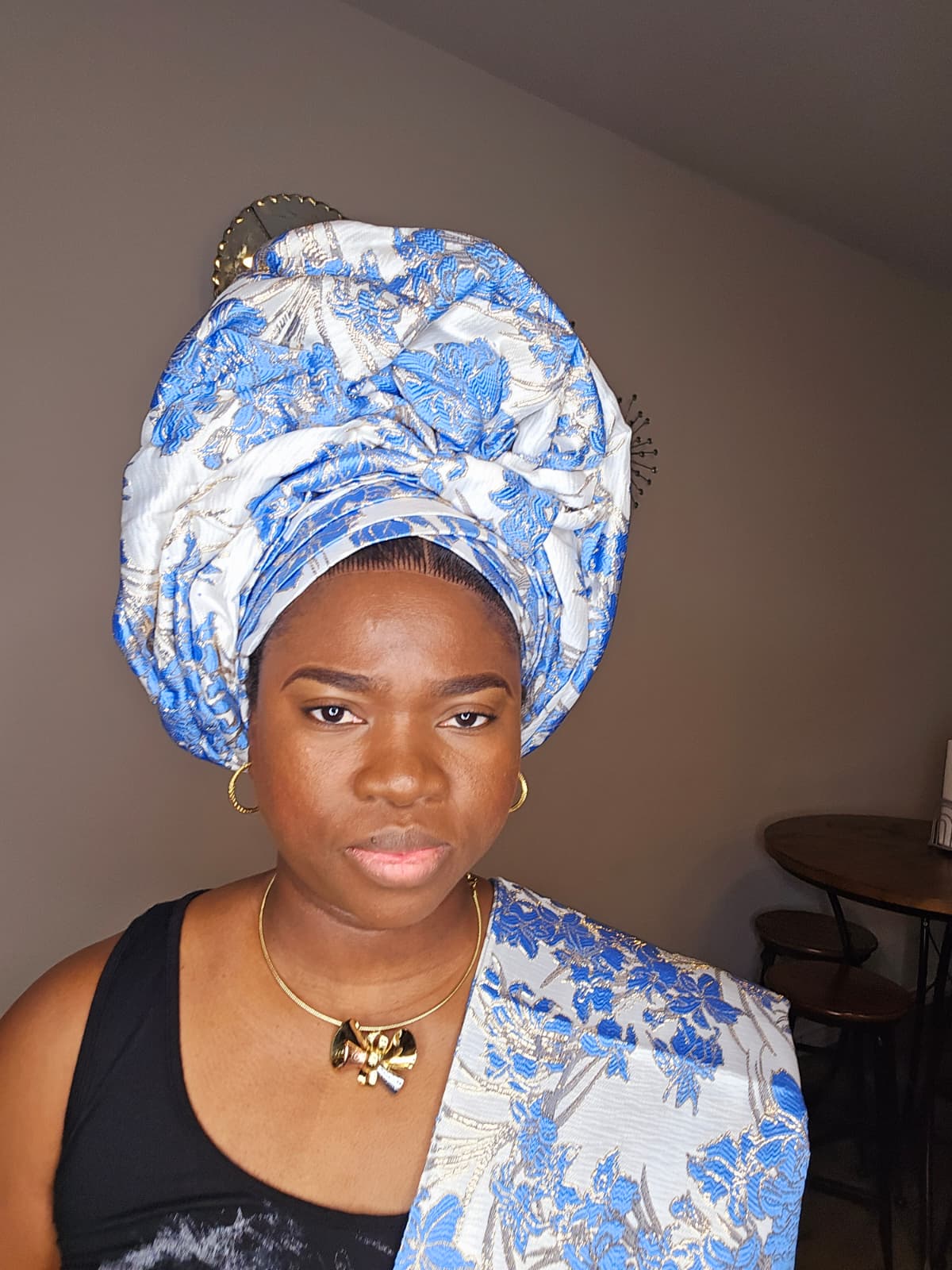 Luxury Damask Auto Gele & Ipele Set – Premium African Headwrap with Matching Shoulder Cloth - Image 2