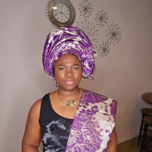 Luxury Damask Auto Gele & Ipele Set – Premium African Headwrap with Matching Shoulder Cloth