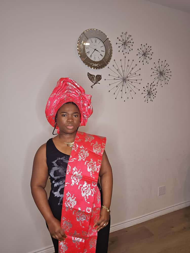 Luxury Damask Auto Gele & Ipele Set – Premium African Headwrap with Matching Shoulder Cloth - Image 3