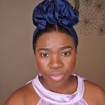 Luxury Elegant Women’s Turban Headwrap – Navy Blue & Cream (Premium Finish)