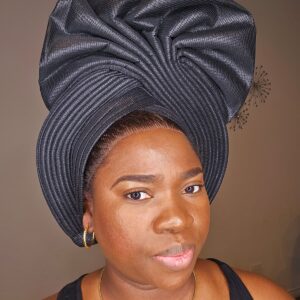 Luxury Black Damask Aso-Oke Cap (Gèlè Style) – Premium Handcrafted Men’s Cap