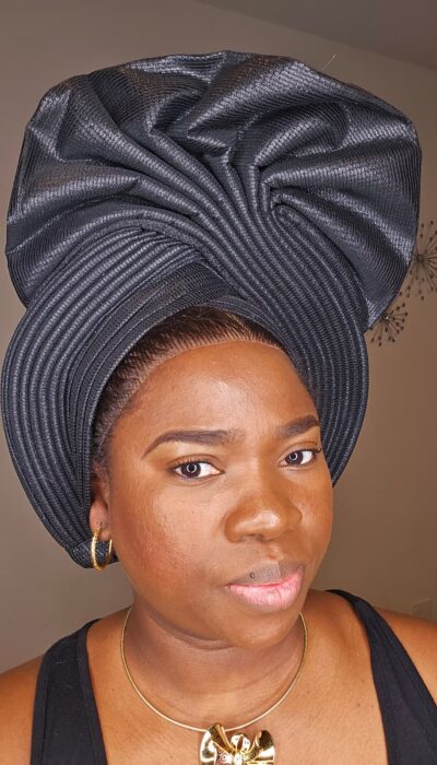 Luxury Black Damask Aso-Oke Cap (Gèlè Style) – Premium Handcrafted Men’s Cap