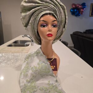 Luxury Damask Auto Cap – Teal Green & Silver Mix