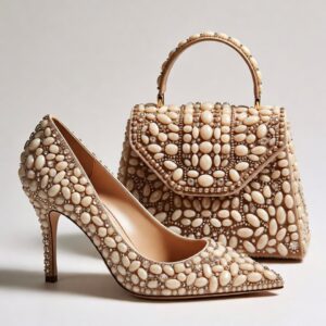 Luxury Stone Shoe & Matching Bag Set