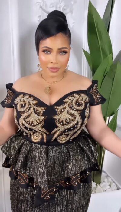 Luxury Black Turkey Gown with Gold Stone Details