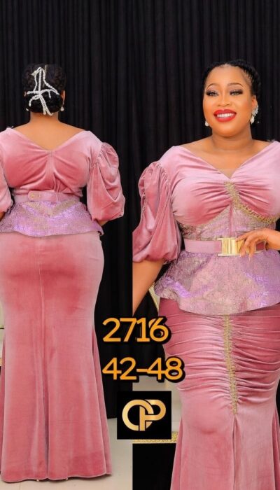 Turkey Velvet Blouse and Skirt Set with Belt – Peach