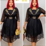 Turkey Beautiful Thick Net Dress with Stones – Black & Gold