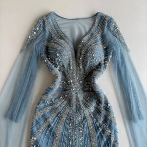 Dubai Hand-Beaded Sky Blue Dress