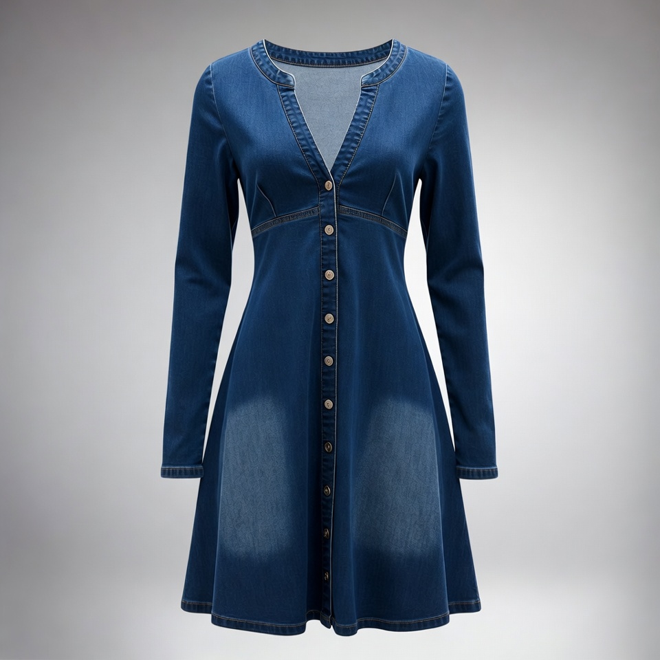 Turkey Stretch Jean Dress – Royal Blue