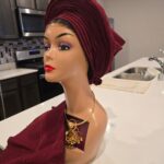Auto Gele and Ipele Set in Wine - 6pcs Ready-to-Wear Aso Oke Gele with Matching Ipele (Limited Stock)