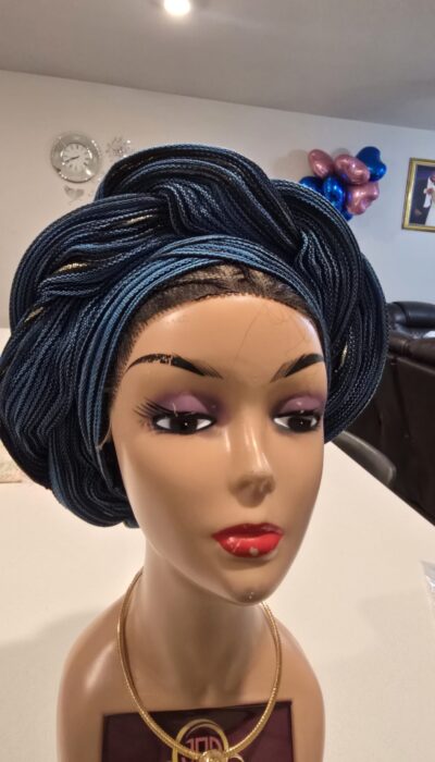 Auto Gele Cap Only - Twisted Design (Ready to Tie) - 7 Colors Available