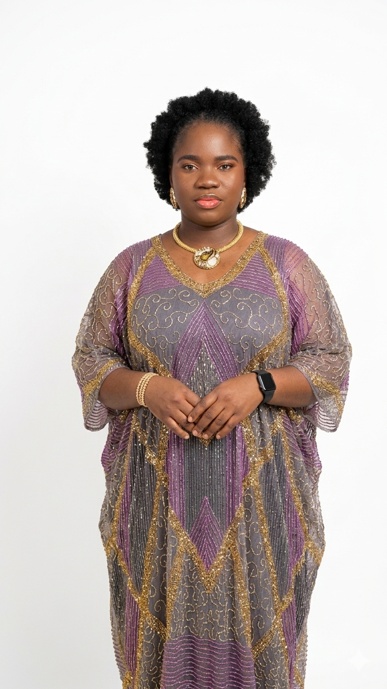 Dubai Luxury Hand Beaded Bubu Gown – Elegant Free Size African/Dubai Style Dress - Image 3