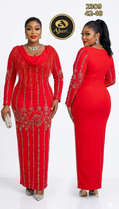 Turkey Beautiful Red Stone Gown – Elegant Dinner & Occasion Dress (Available in Multiple Sizes)