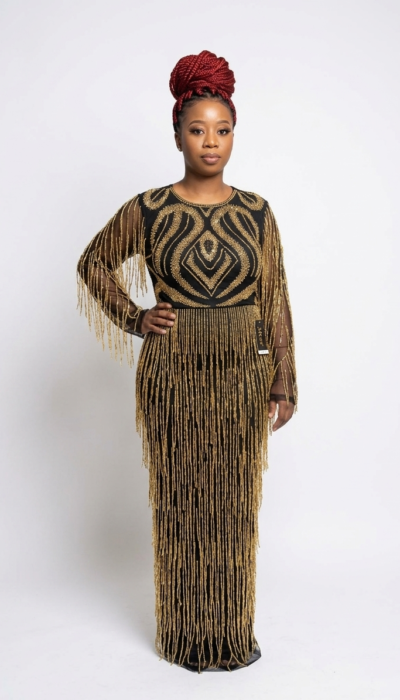Dubai beautiful luxury dress  Beaded long gown, black and silver color