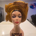 Aso-oke auto gele custer gold