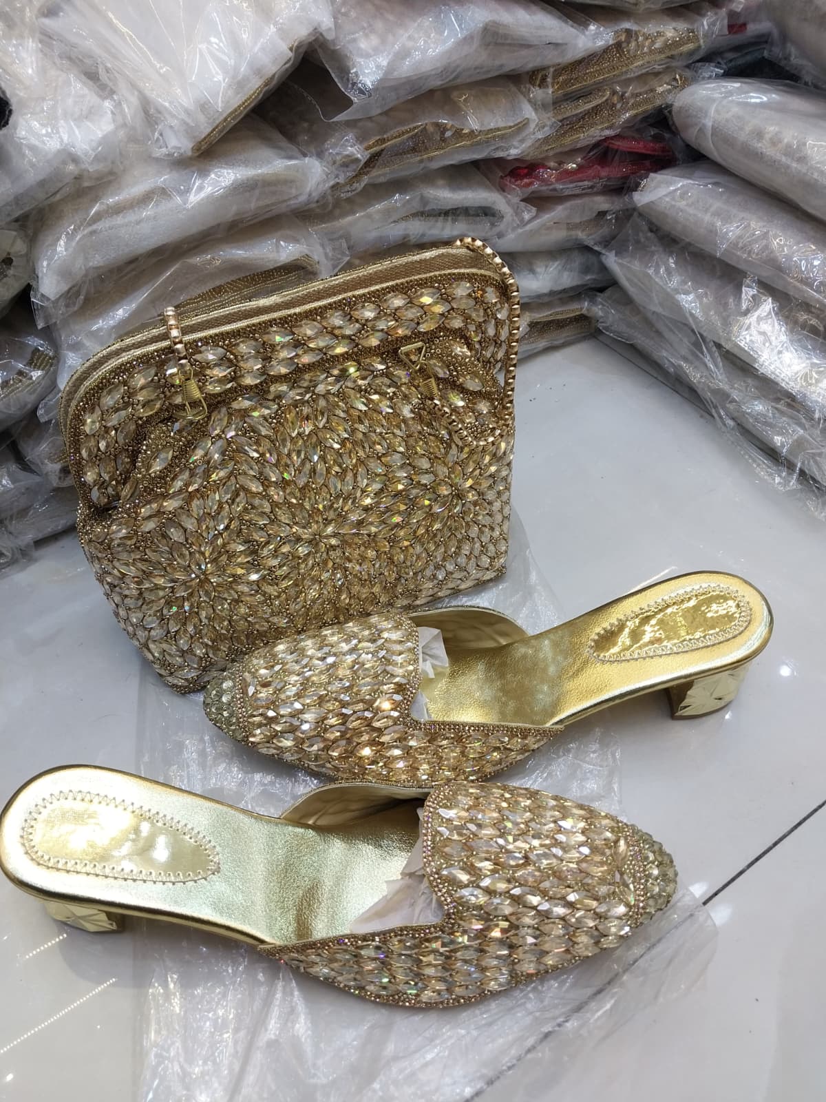 Dubai stone shoes and bag