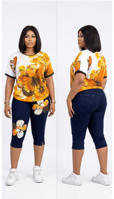 Turkey Two‑Piece Outfit – 3‑Cluster Jeans with Stunning Stone‑Work Top