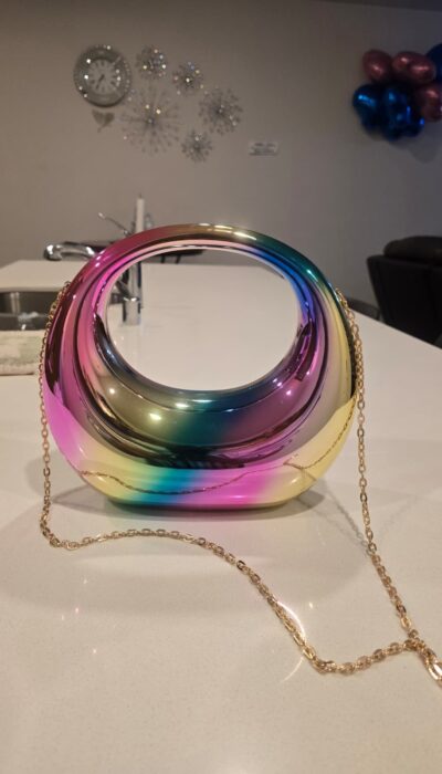 Stunning Rainbow Acrylic Handbag – Iridescent Transparent Bag for Special Occasions ($50)
