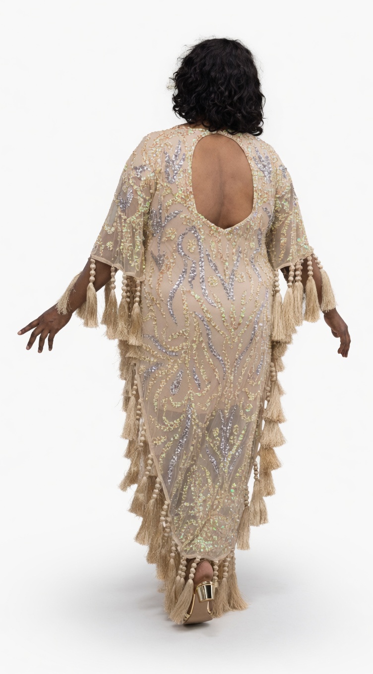 Dubai luxury bubu beaded gown with a short inner - Image 2