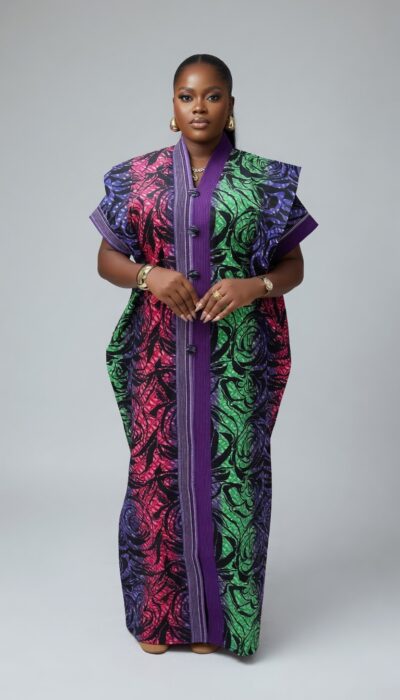 African buba dress, ankara mix with aso-oke