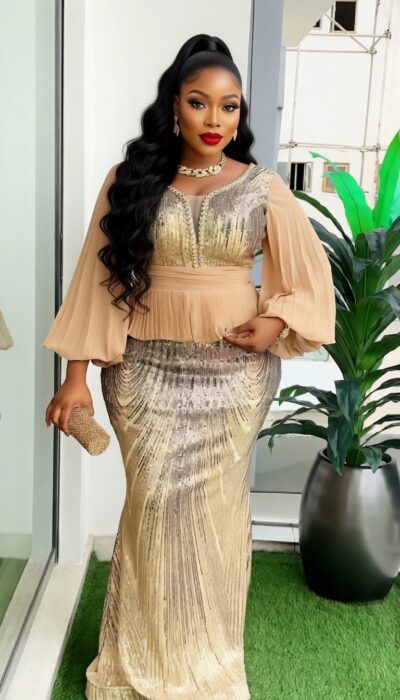 Turkey long dress with sequence and stunning stone on the chest size