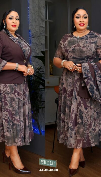 Elegant Chiffon Turkey Dress with Matching Jacket – Whimsical Anthropomorphic Fashion Outfit ($80)