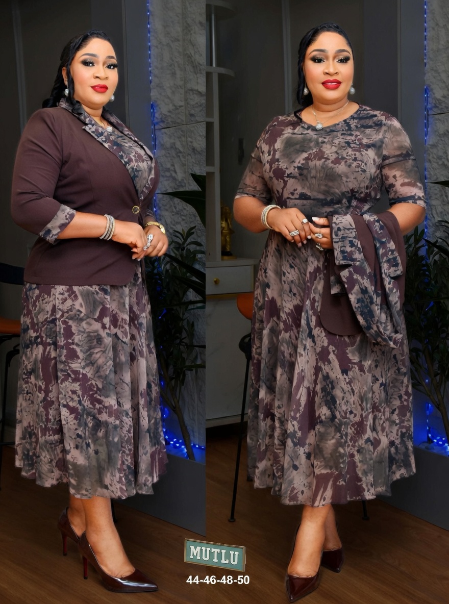 Elegant Chiffon Turkey Dress with Matching Jacket – Whimsical Anthropomorphic Fashion Outfit ($80)