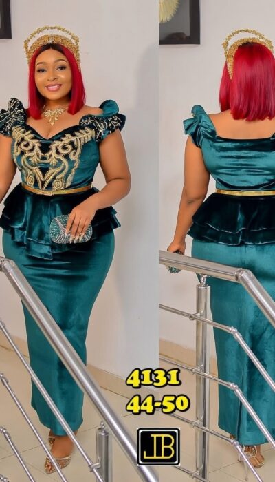 Turkey Velvet Jacket - No Belt | Available in Green & Blue Top and a Skirt