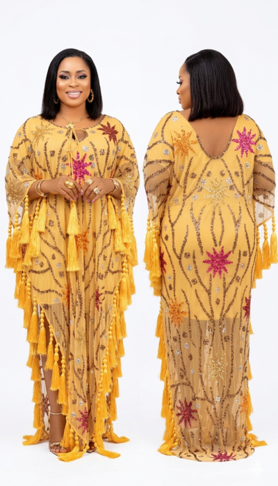 Dubai luxury bubu beaded gown with a short inner