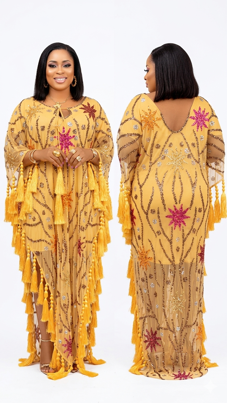 Dubai luxury bubu beaded gown with a short inner