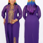 Elegant Turkey Two-Piece Set – Long Top & Trouser with Premium Stone Detailing