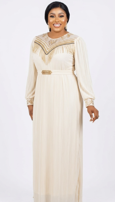 Turkey Body‑Friendly Long Dress with Matching Belt – Premium Soft Material (2‑Piece Set)