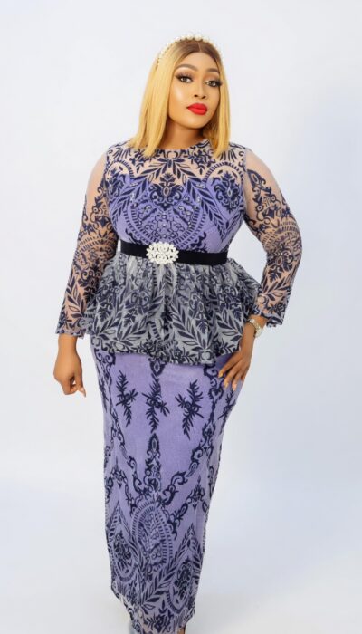 Turkey Beautiful Net Lining Dress – African Elegant Gown With Belt