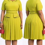 Turkey Thick‑Material Corporate Dress – Elegant Lemon Color Office & Event Wear