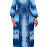 Elegant Turkish Chiffon Floral Kaftan Dress – Women’s Beautiful Flowing Flower Print Gown