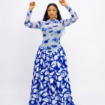 Elegant Patterned Mesh Dress – Women’s Sheer Long-Sleeve Statement Dress