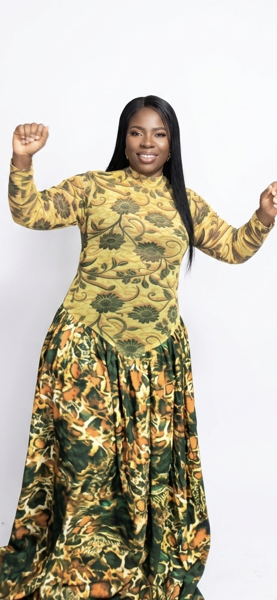 Elegant Patterned Mesh Dress – Women’s Sheer Long-Sleeve Statement Dress - Image 2